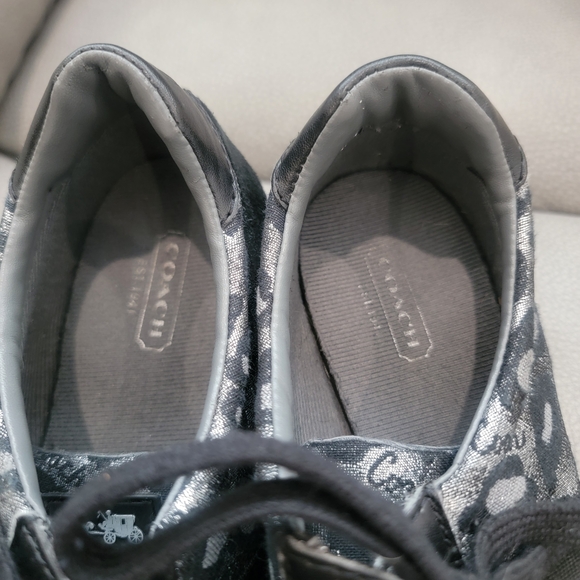 Coach Black and Gray Kinsley Fashion Leopard Print Sneakers Size 8 - Picture 4 of 6